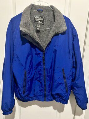 Vintage Eddie Bauer Fleece Lined Bomber Jacket, cobalt blue, Youth's size XLarge
